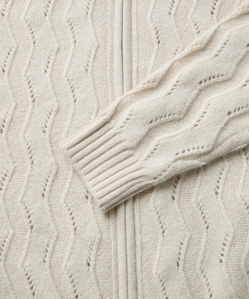 WAVY ZIP CARDIGAN (IVORY)