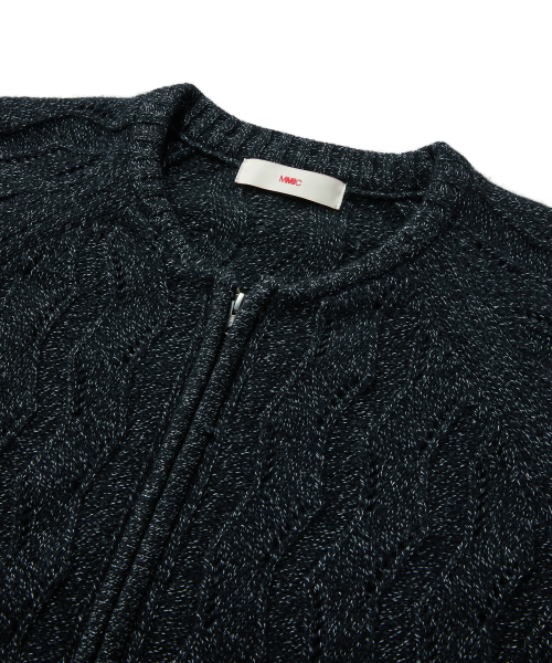 WAVY ZIP CARDIGAN (BLACK)