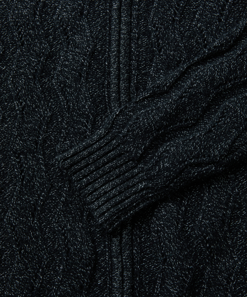 WAVY ZIP CARDIGAN (BLACK)