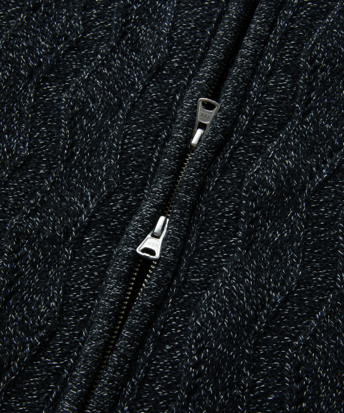 WAVY ZIP CARDIGAN (BLACK)