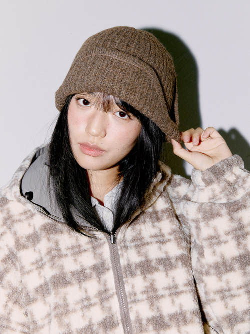 TWO-WAY EARFLAP BEANIE BROWN