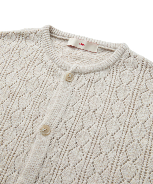CASHMERE CROCHET CARDIGAN (BEIGE)