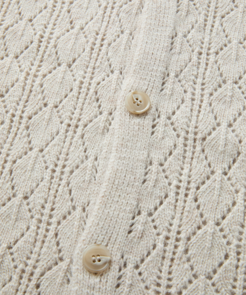 CASHMERE CROCHET CARDIGAN (BEIGE)