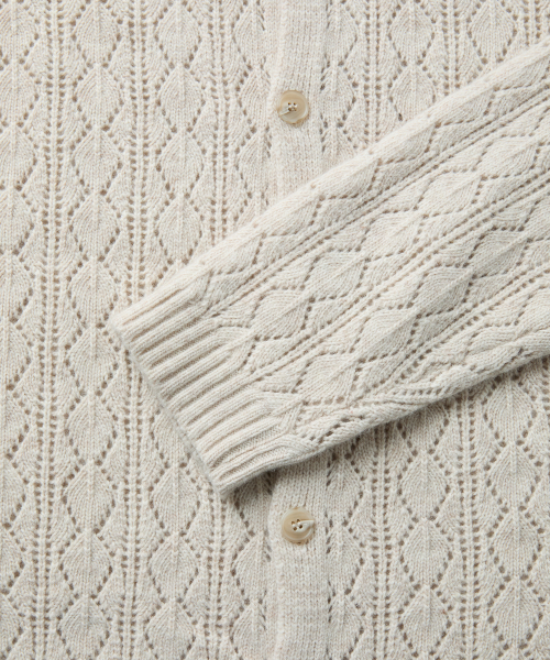 CASHMERE CROCHET CARDIGAN (BEIGE)