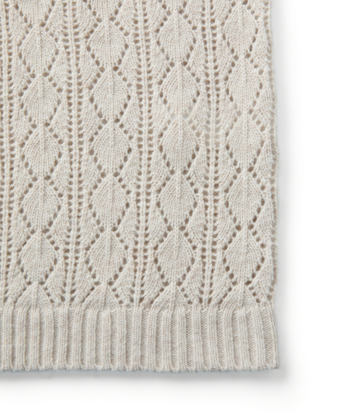 CASHMERE CROCHET CARDIGAN (BEIGE)