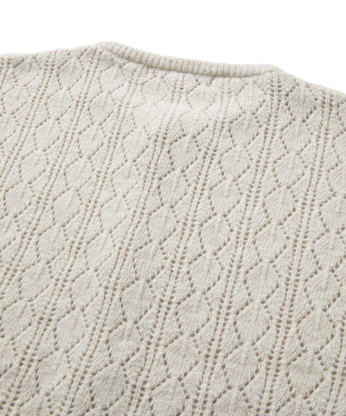 CASHMERE CROCHET CARDIGAN (BEIGE)