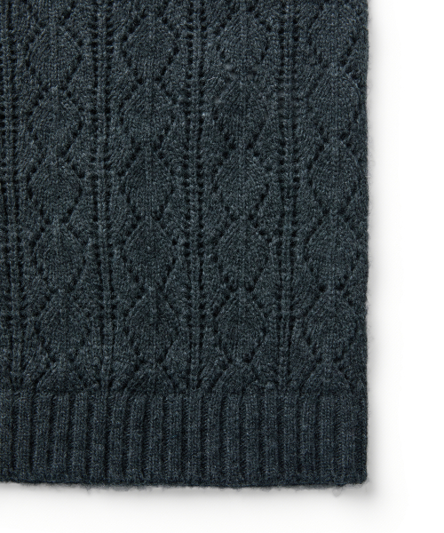 CASHMERE CROCHET CARDIGAN (CHARCOAL)