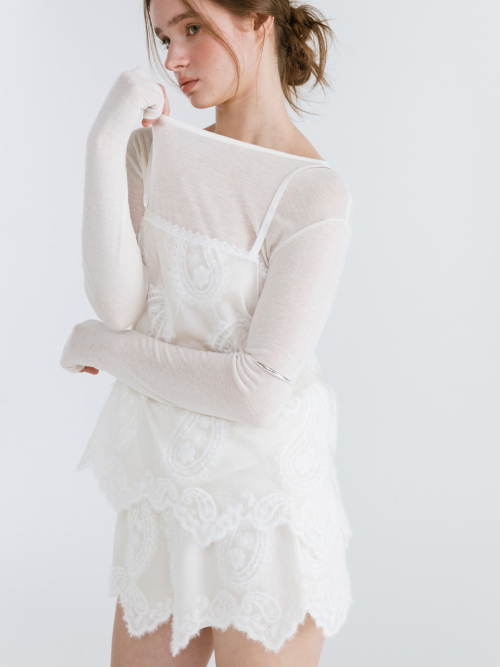 PAISLEY SEE-THROUGH SHORTS / IVORY
