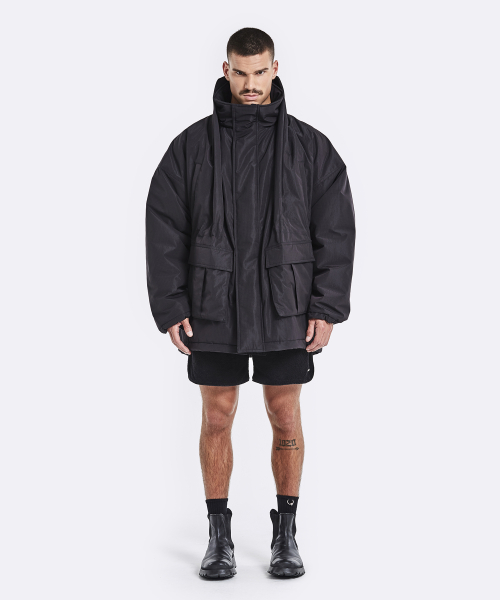 Shawl parka - black