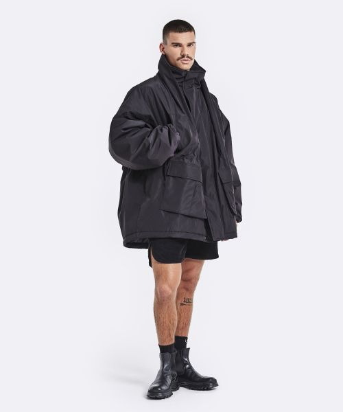 Shawl parka - black