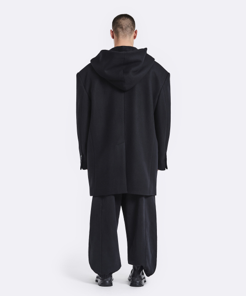 Oversized single hoodie coat - black
