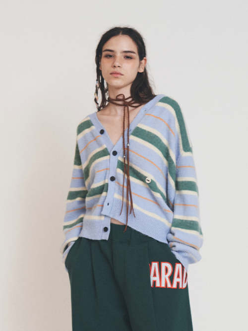 MULTI STRIPE CARDIGAN SKY BLUE