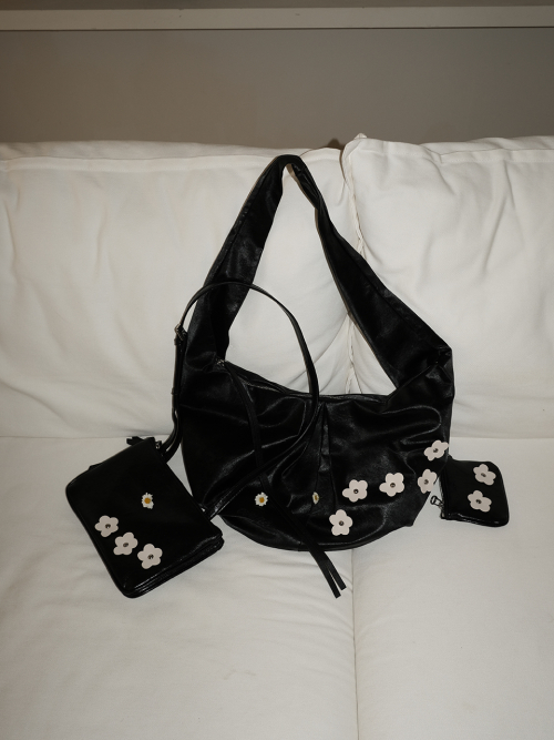 Bohemian floral hobo bag_black
