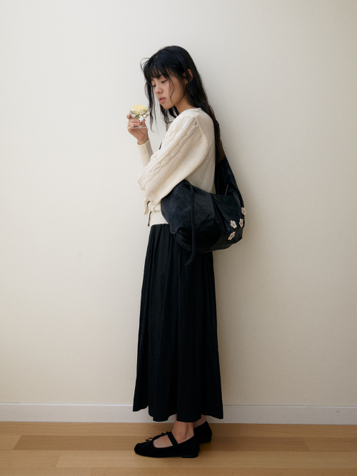 Bohemian floral hobo bag_black