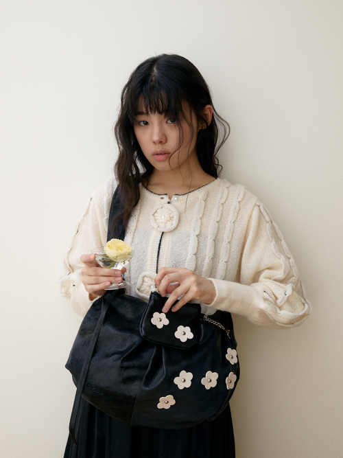 Bohemian floral hobo bag_black