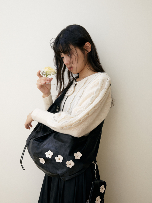 Bohemian floral hobo bag_black