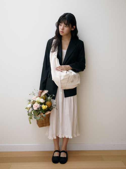 Bohemian floral hobo bag_cream