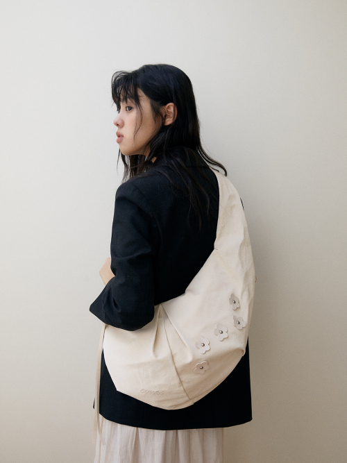 Bohemian floral hobo bag_cream