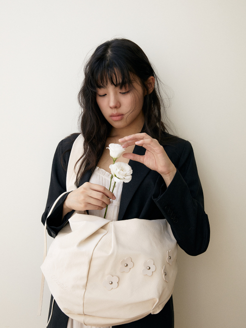 Bohemian floral hobo bag_cream