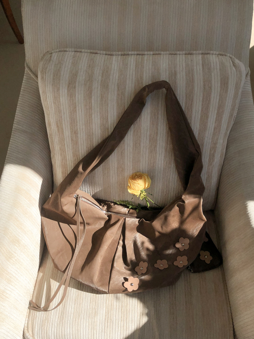 Bohemian floral hobo bag_mauve brown