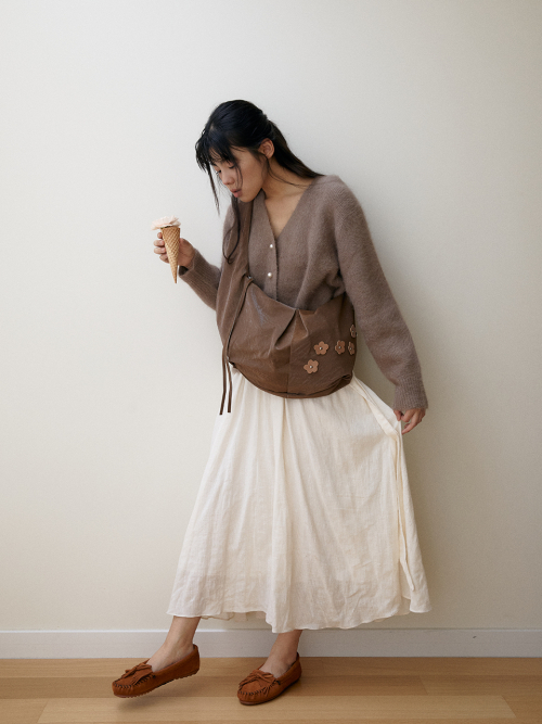 Bohemian floral hobo bag_mauve brown