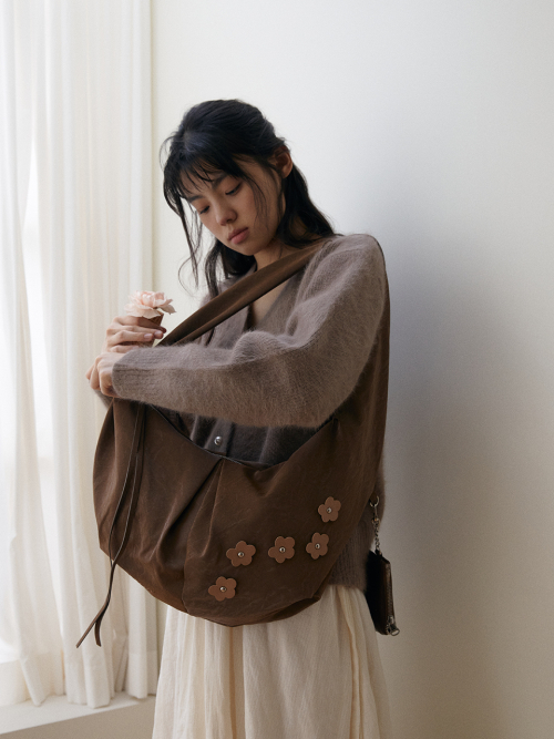 Bohemian floral hobo bag_mauve brown