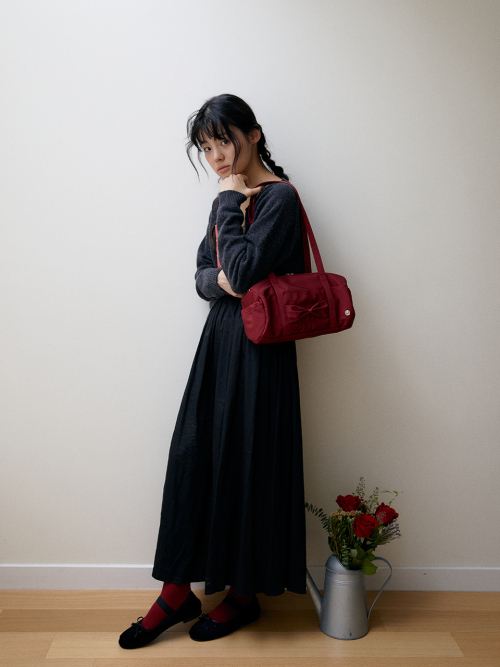 Fluffy ribbon bag_ruby red