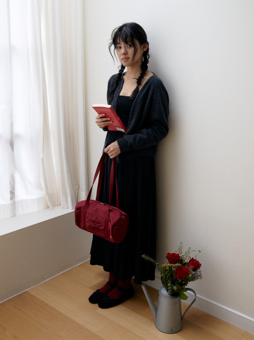 Fluffy ribbon bag_ruby red