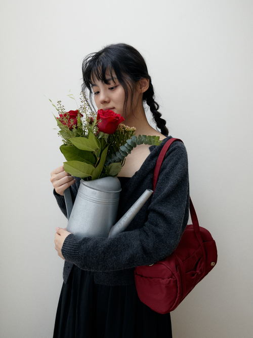 Fluffy ribbon bag_ruby red