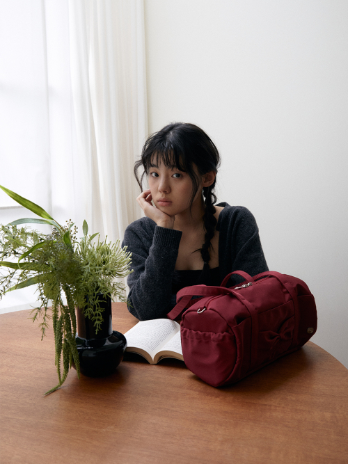 Fluffy ribbon bag_ruby red