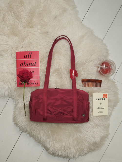 Fluffy ribbon bag_ruby red
