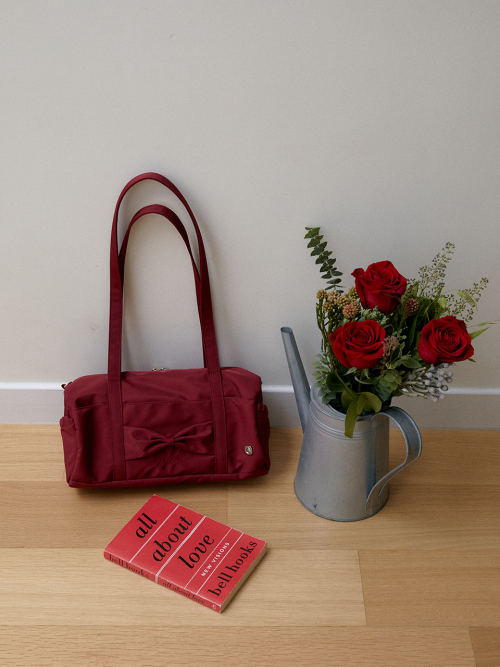 Fluffy ribbon bag_ruby red