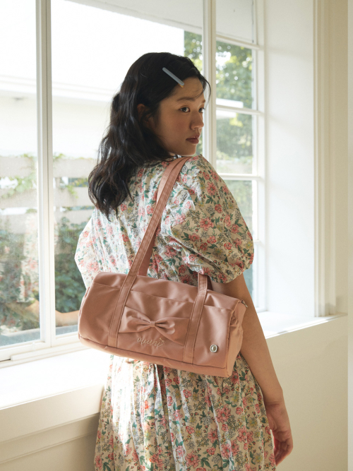 Fluffy ribbon bag_rose pink