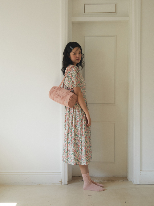 Fluffy ribbon bag_rose pink