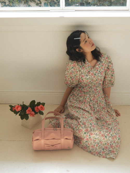 Fluffy ribbon bag_rose pink