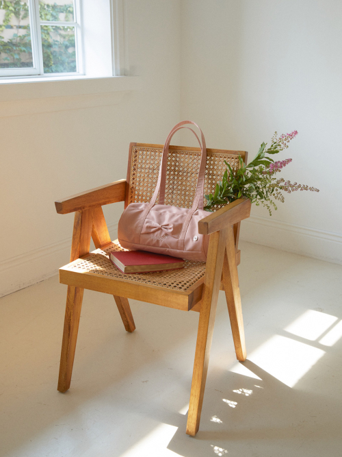Fluffy ribbon bag_rose pink