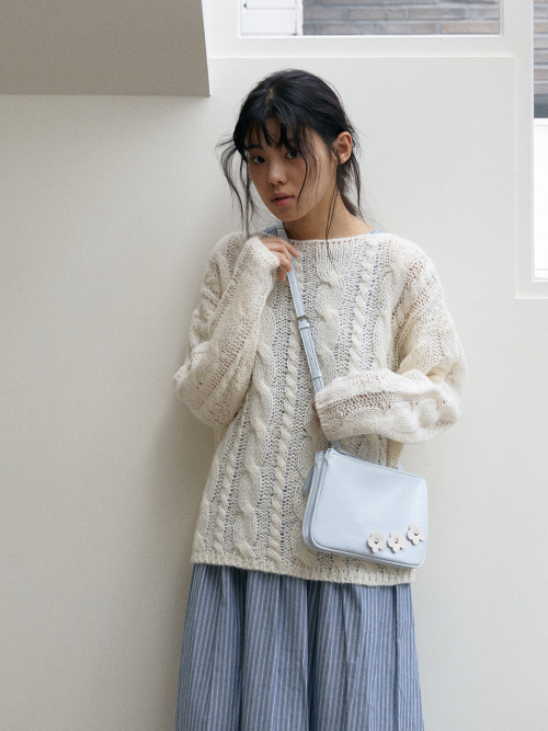 Bohemian floral twin bag_mute blue
