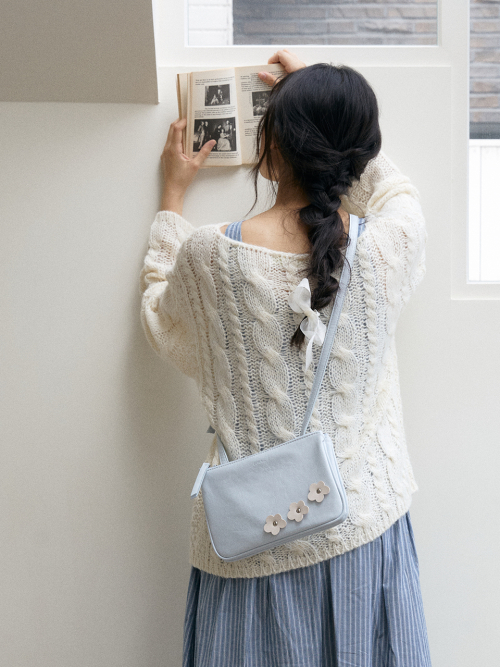 Bohemian floral twin bag_mute blue