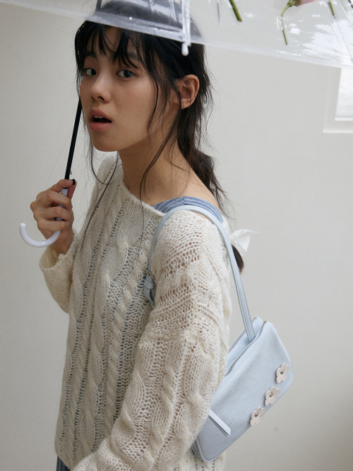 Bohemian floral twin bag_mute blue
