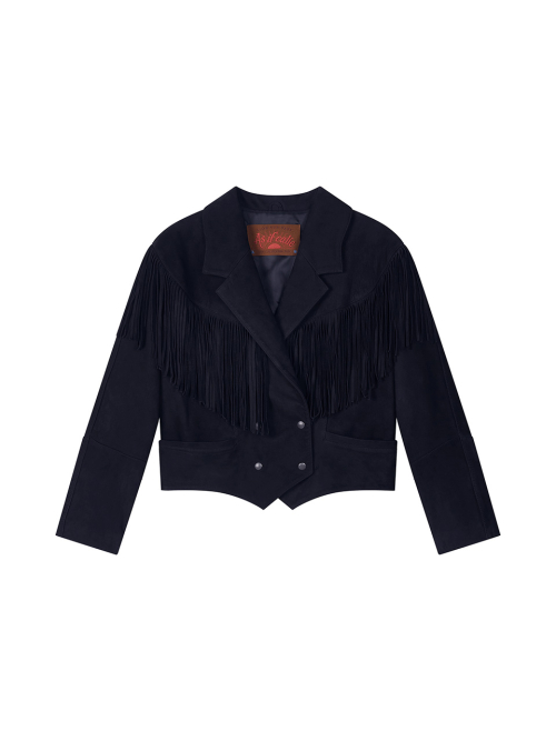 NUBUCK FRINGE JACKET NAVY