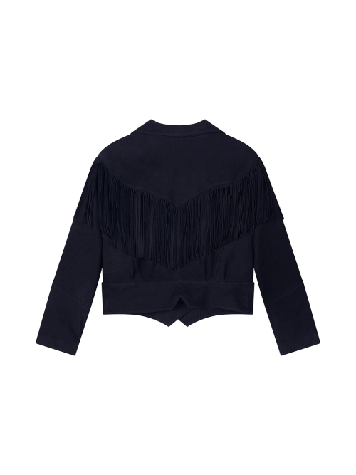 NUBUCK FRINGE JACKET NAVY