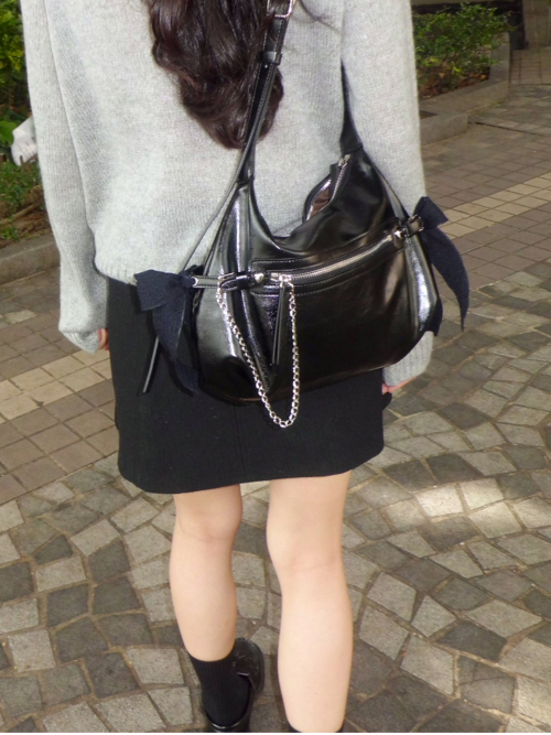 Belted ribbon bag_black