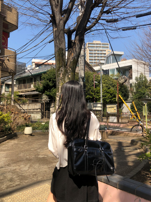 Classic ribbon school bag_black