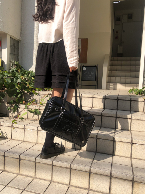 Classic ribbon school bag_black