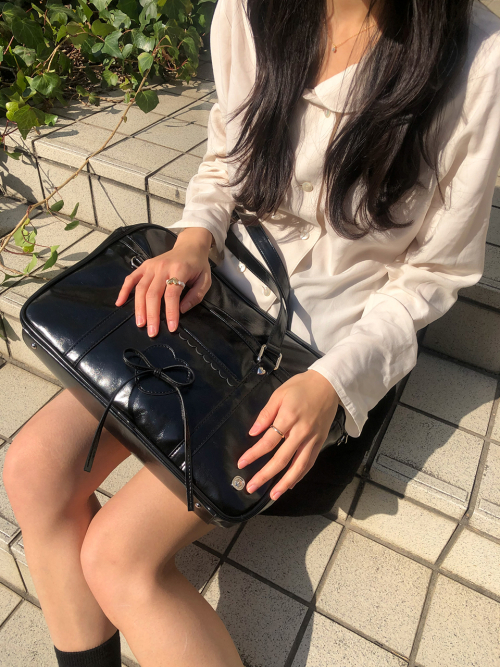 Classic ribbon school bag_black