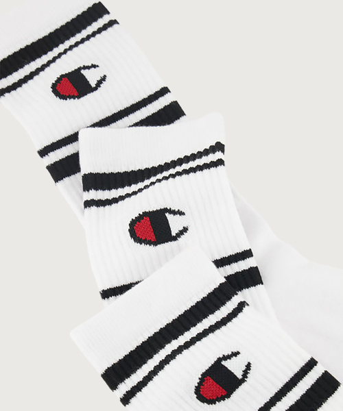 더블 스트라이프 풀랭스 삭스 3PACK White