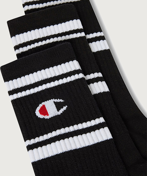 더블 스트라이프 풀랭스 삭스 3PACK Black
