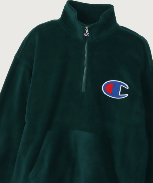 빅 C로고 오버핏 하프 집업 플리스 Dark Green