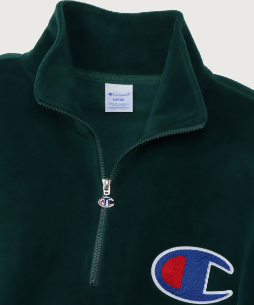 빅 C로고 오버핏 하프 집업 플리스 Dark Green