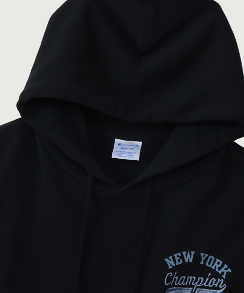 여성 NEW YORK 루즈핏 후드 티셔츠 Black